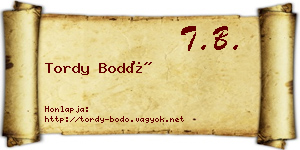 Tordy Bodó névjegykártya